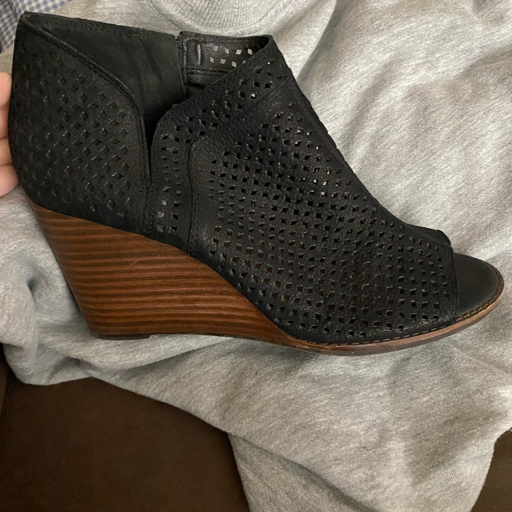 Black Wedge Heel Women's Shoes